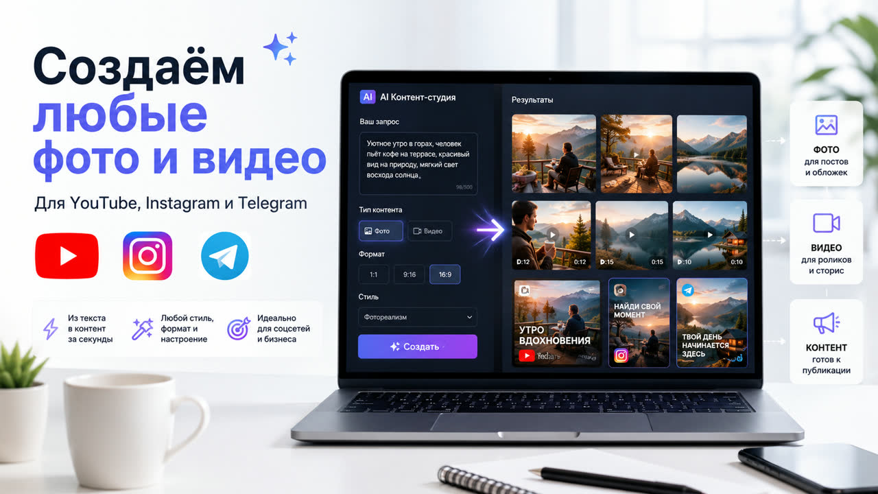 Генерация фото и видео контента для соцсетей